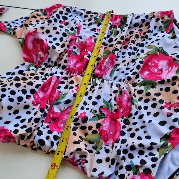 NWOT NOON SWIM Women's Ruched Halter 1 Piece Swimming Suit Leopard Floral Sz 18 - Picture 10 of 15